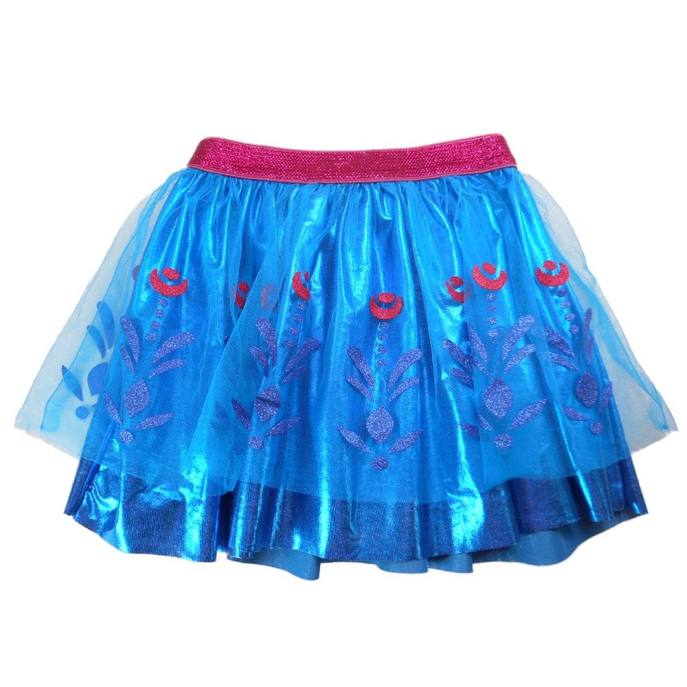Disney Frozen Girls Size 4 Skirt Blue Sparkly Tulle Metallic Lined Elastic Waist